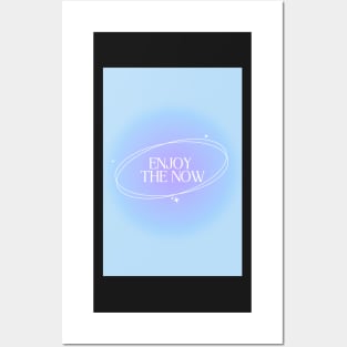 Enjoy the Now Blue Purple Aura Gradient Positive Affirmation Posters and Art